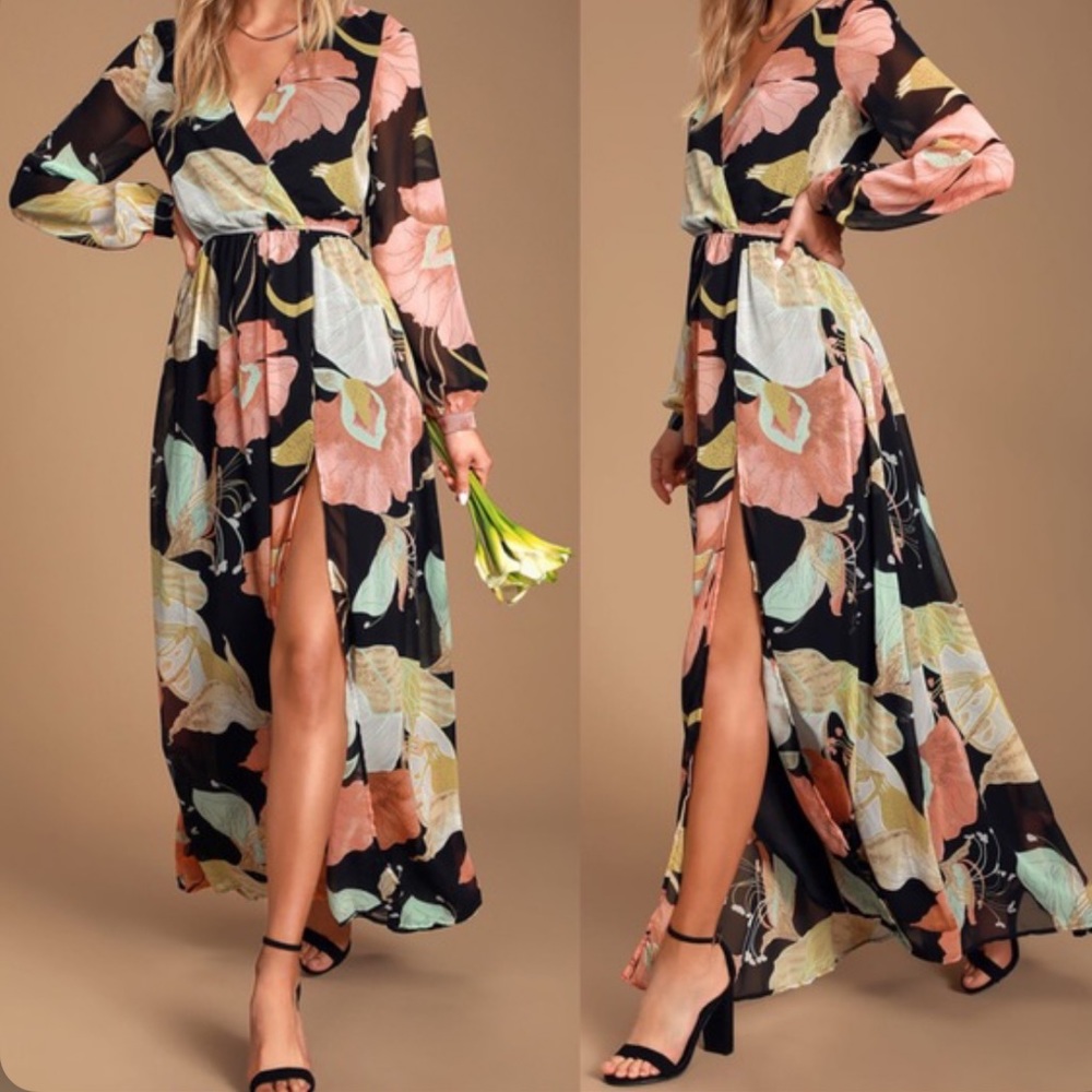Lulu’s Wondrous Water Lillies floral maxi dress
